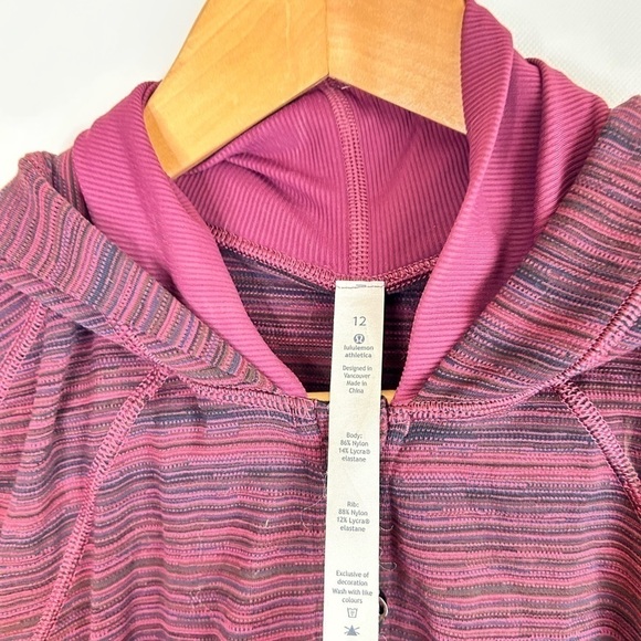 Lululemon Women’s 12 Daily Practice Jacket Hooded Full Zip Long Sleeve Maroon - Picture 4 of 7